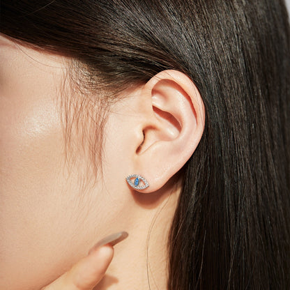 [Rose Tomorrow]Blue Devil Eyes Hollow Stud Earrings