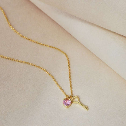 [Rose Tomorrow]Unique Heart Shape Key Pendent Necklace