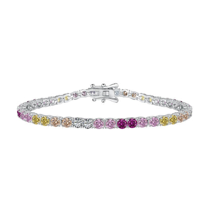 [Rose Tomorrow]Radiant Colorful Round Cut Tennis Bracelet