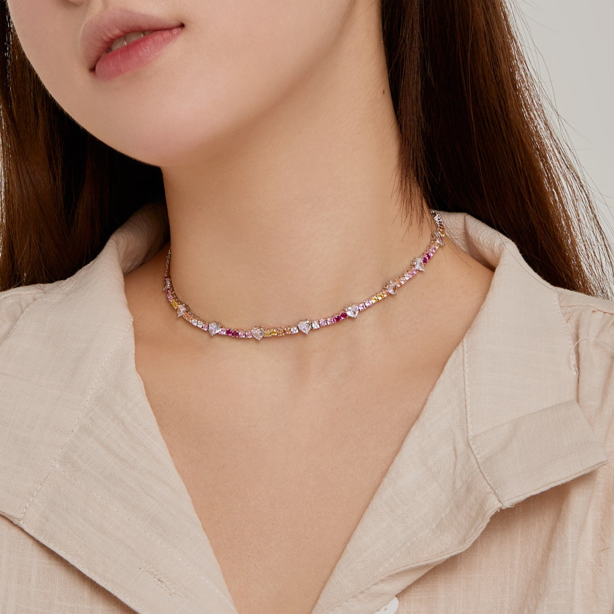 [Rose Tomorrow]Delicate Colorful Rainbow Tennis Chain