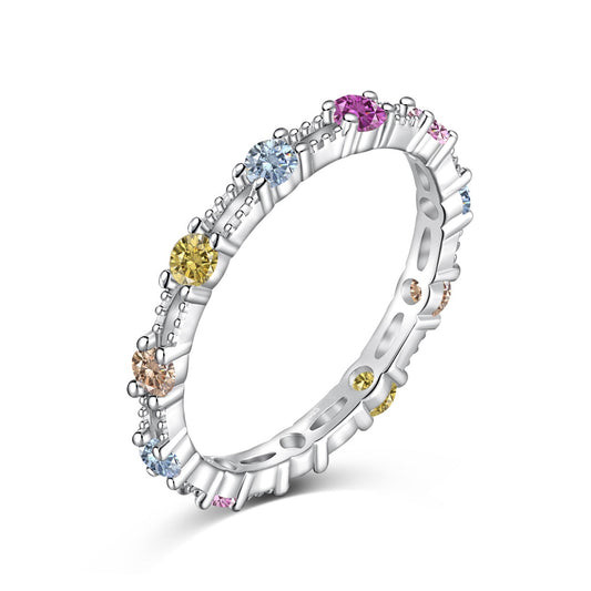 [Rose Tomorrow]Sparkling Colorful Round Cut Tennis Ring