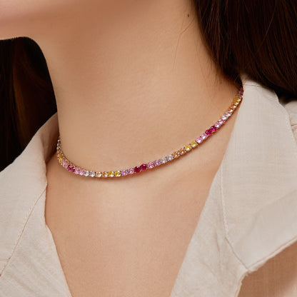 [Rose Tomorrow]Delicate Colorful Tennis Necklace