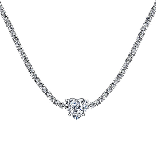 [Rose Tomorrow]2.0 Carat Sparkling Tennis Heart Cut Necklace