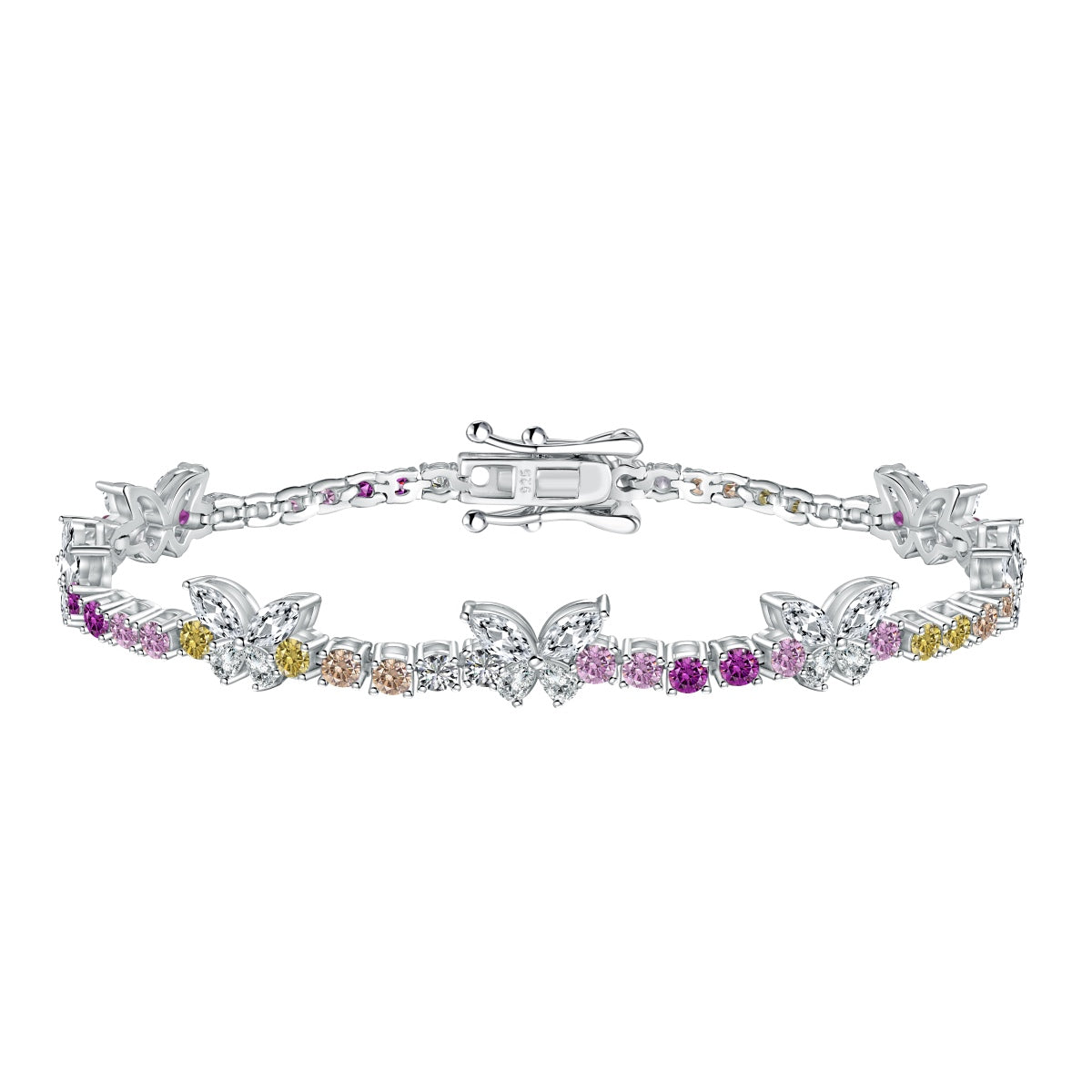 [Rose Tomorrow]Ornate Colorful Butterfly Shape Round Cut Daily Bracelet