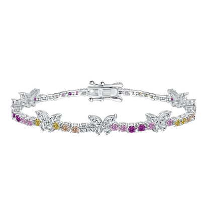 [Rose Tomorrow]Ornate Colorful Butterfly Shape Round Cut Daily Bracelet