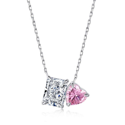 [Rose Tomorrow]Dazzling Square & Heart Shape Necklace