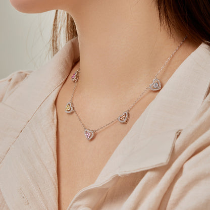 [Rose Tomorrow]Sparkling Five Heart Necklace