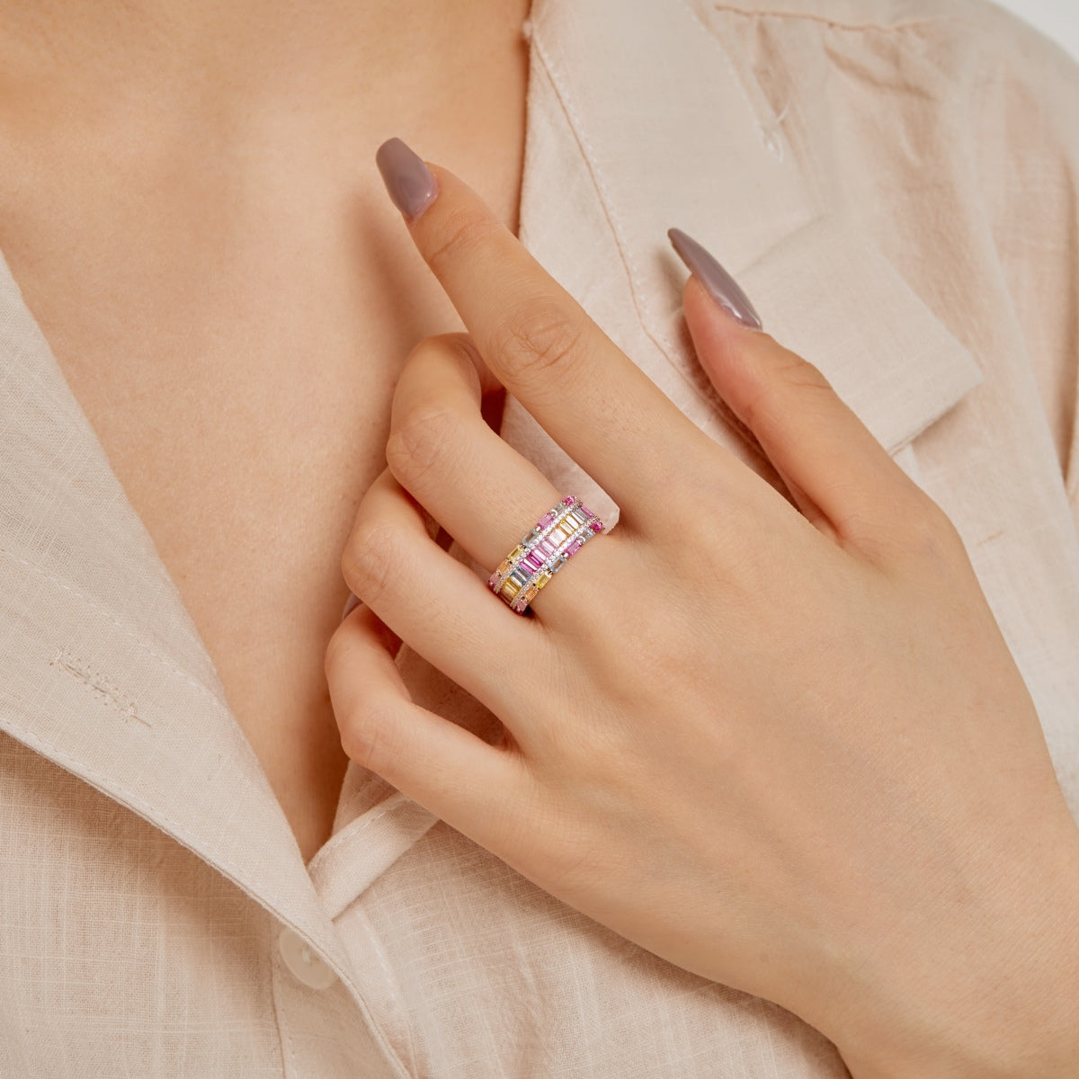 [Rose Tomorrow]Dazzling Colorful Radiant Cut Party Ring