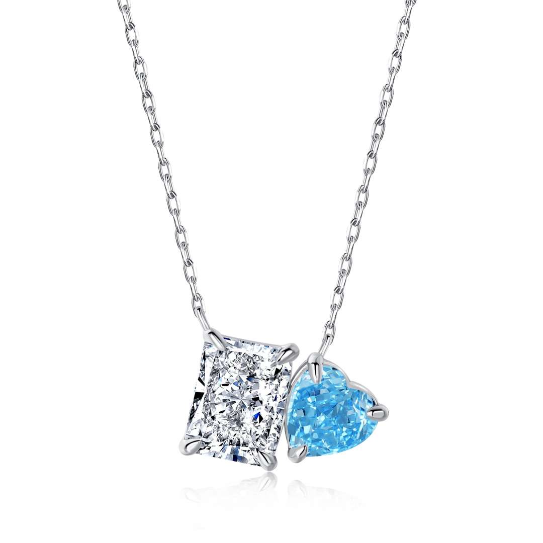 [Rose Tomorrow]Dazzling Square & Heart Shape Necklace