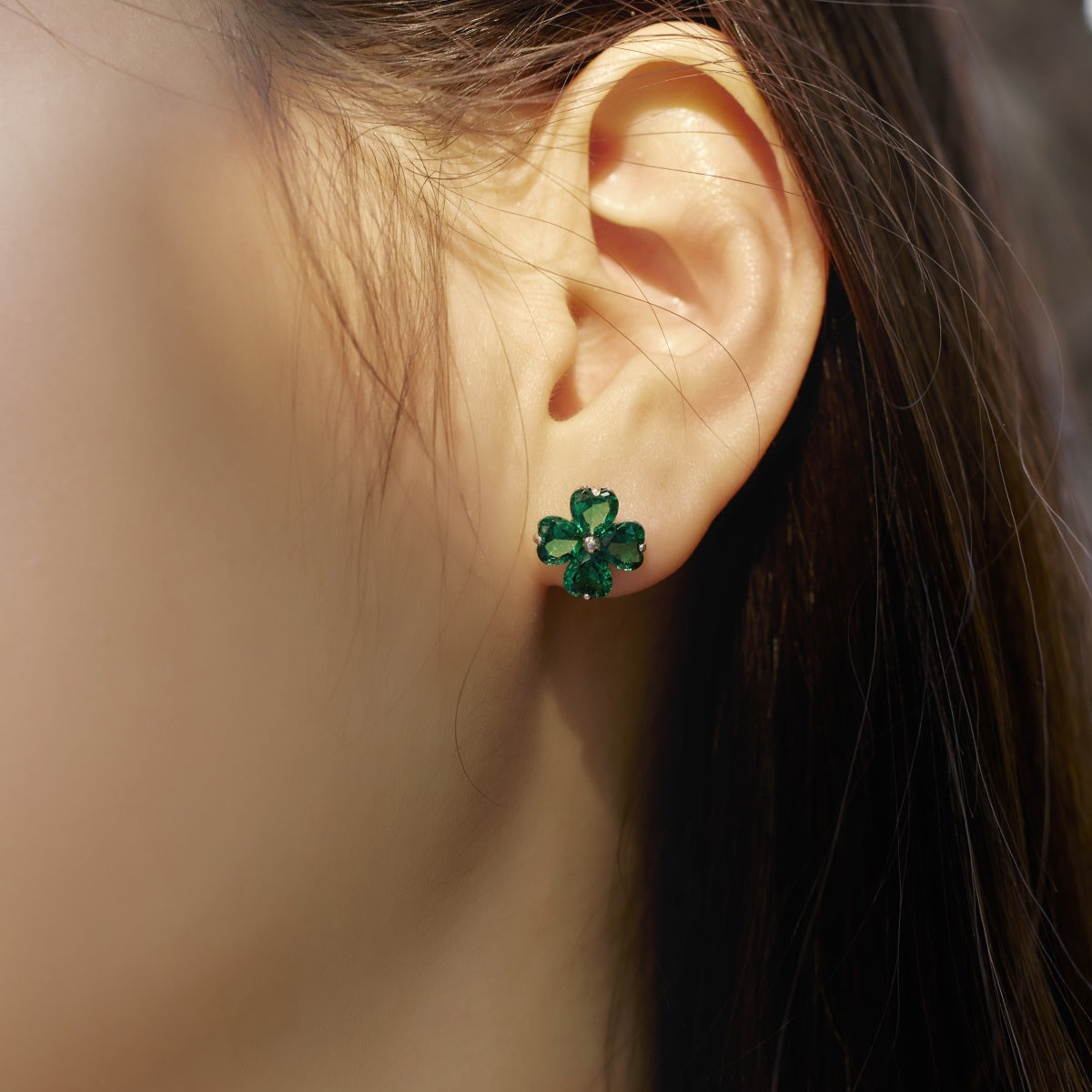 [Rose Tomorrow]Four-Leaf Clover Ball Earrings