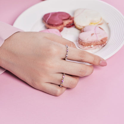 [Rose Tomorrow]Sparkling Colorful Round Cut Tennis Ring