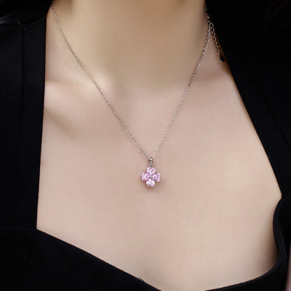 [Rose Tomorrow]Heart-Shaped Four-Leaf Clover Bead Necklace