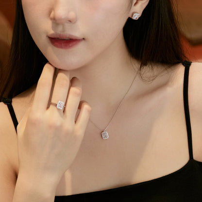 [Rose Tomorrow]1.0 Carat Luxurious Dainty Emerald Cut Daily Earrings