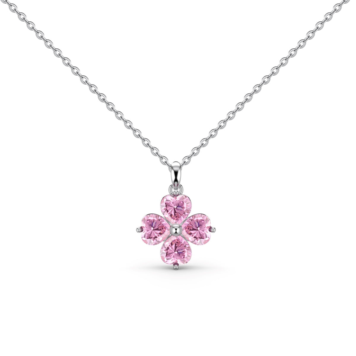 [Rose Tomorrow]Heart-Shaped Four-Leaf Clover Bead Necklace