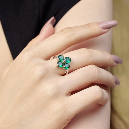 [Rose Tomorrow]Four-Leaf Clover Eight-Pointed Star Ring