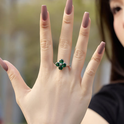 [Rose Tomorrow]Four-Leaf Clover Eight-Pointed Star Ring