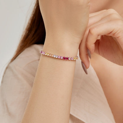 [Rose Tomorrow]Radiant Colorful Round Cut Tennis Bracelet