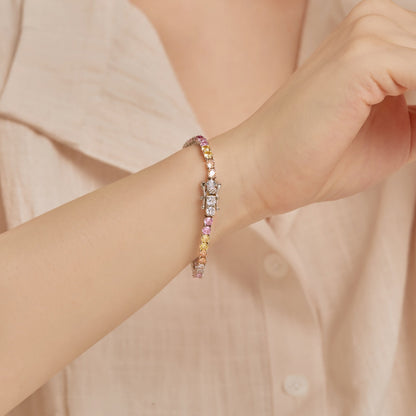 [Rose Tomorrow]Radiant Colorful Round Cut Tennis Bracelet