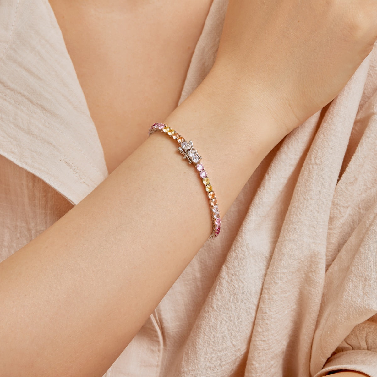 [Rose Tomorrow]Radiant Colorful Round Cut Tennis Bracelet