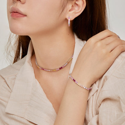 [Rose Tomorrow]Radiant Colorful Round Cut Tennis Bracelet