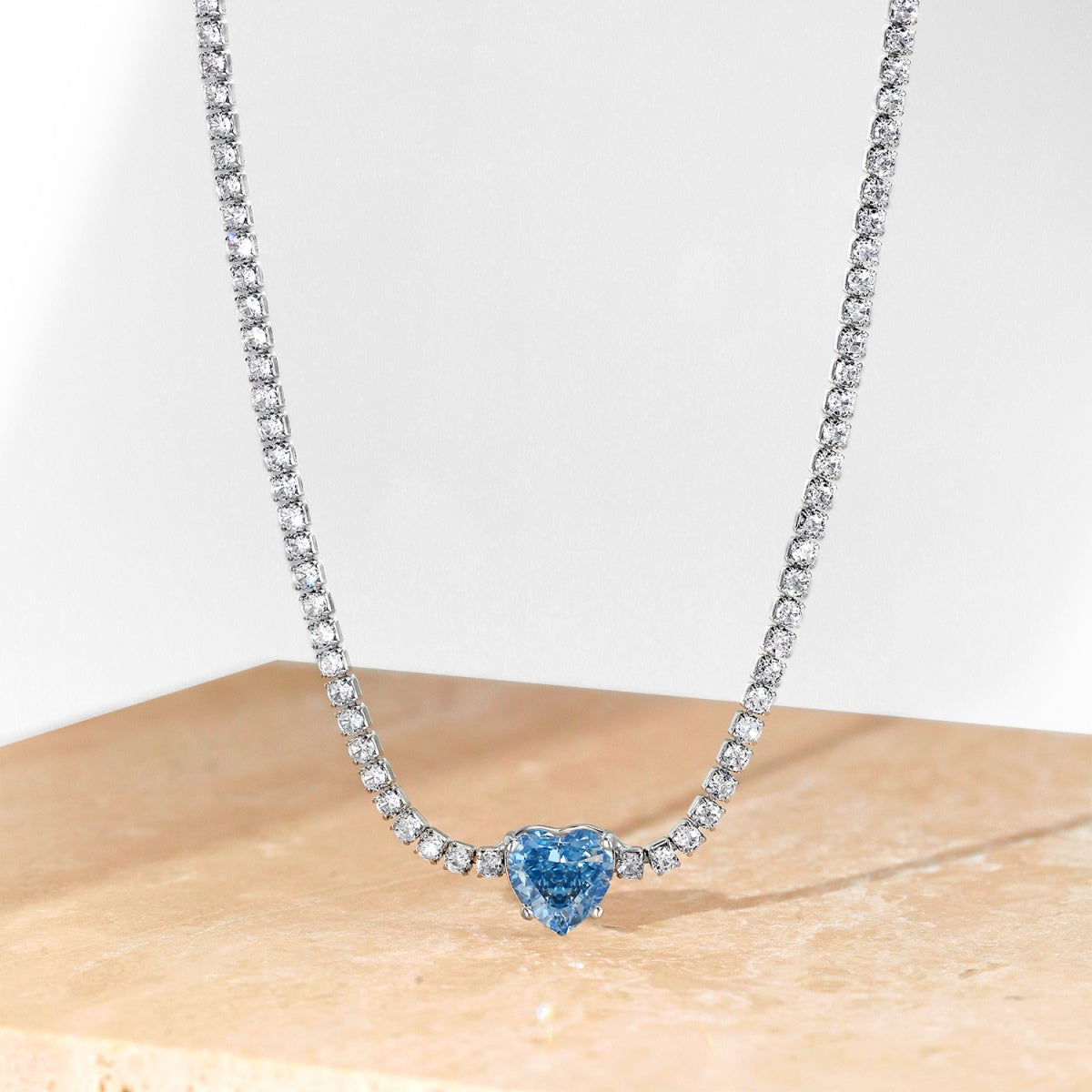 [Rose Tomorrow]2.0 Carat Sparkling Tennis Heart Cut Necklace