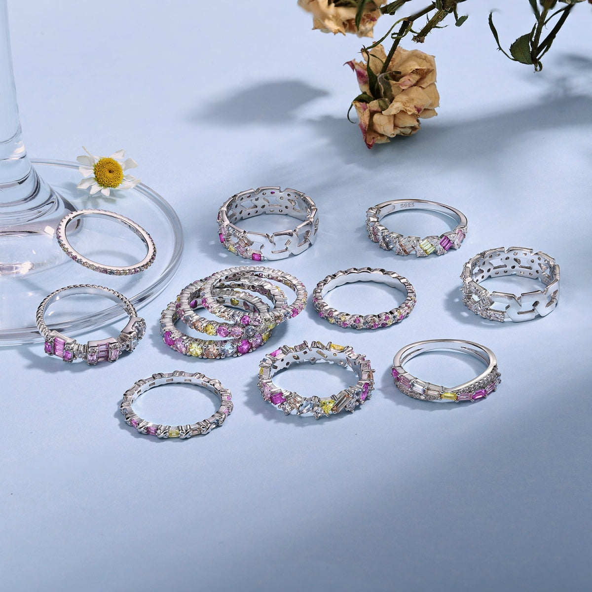 [Rose Tomorrow]Charming Colorful Round Cut Daily Ring