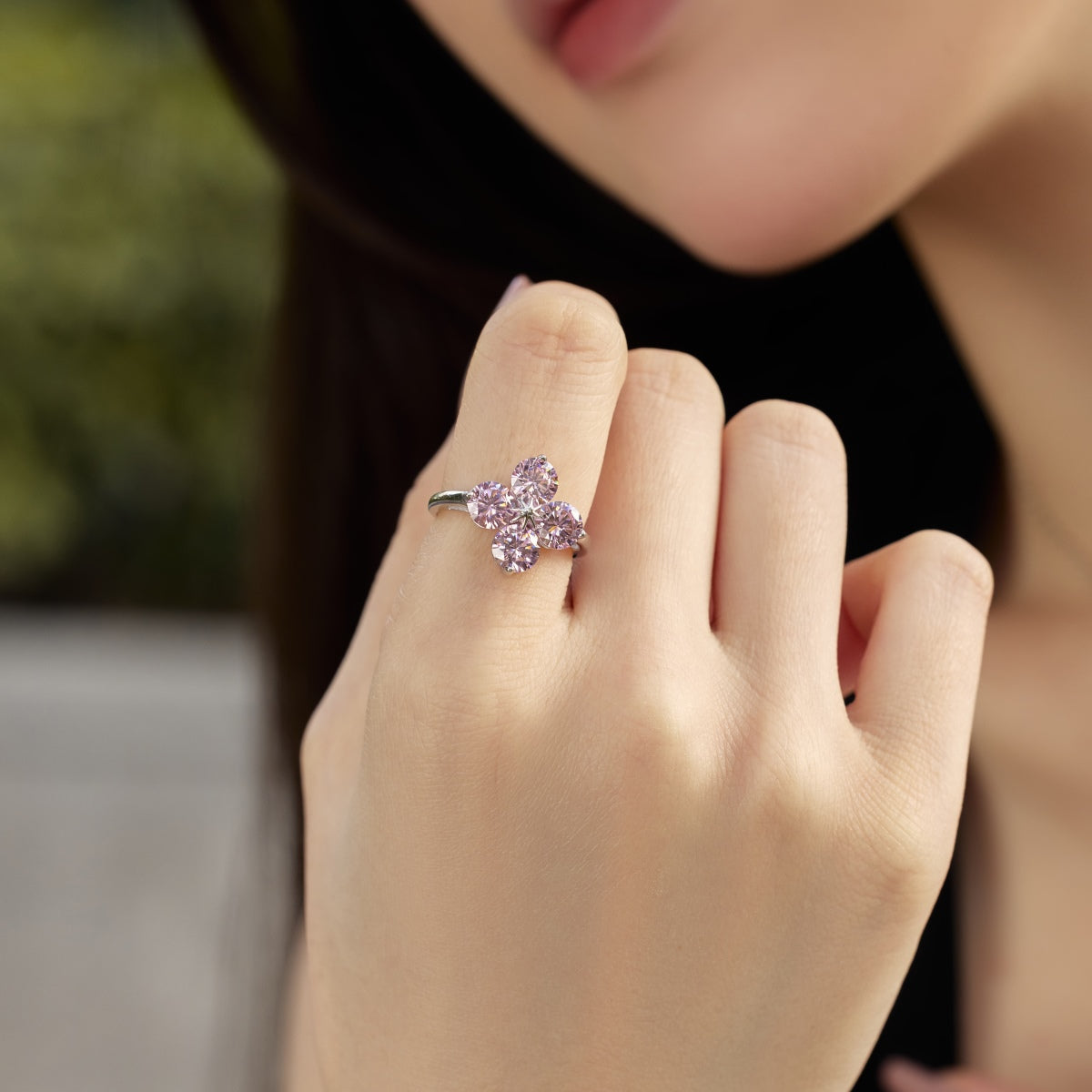 [Rose Tomorrow]Four-Leaf Clover Eight-Pointed Star Ring