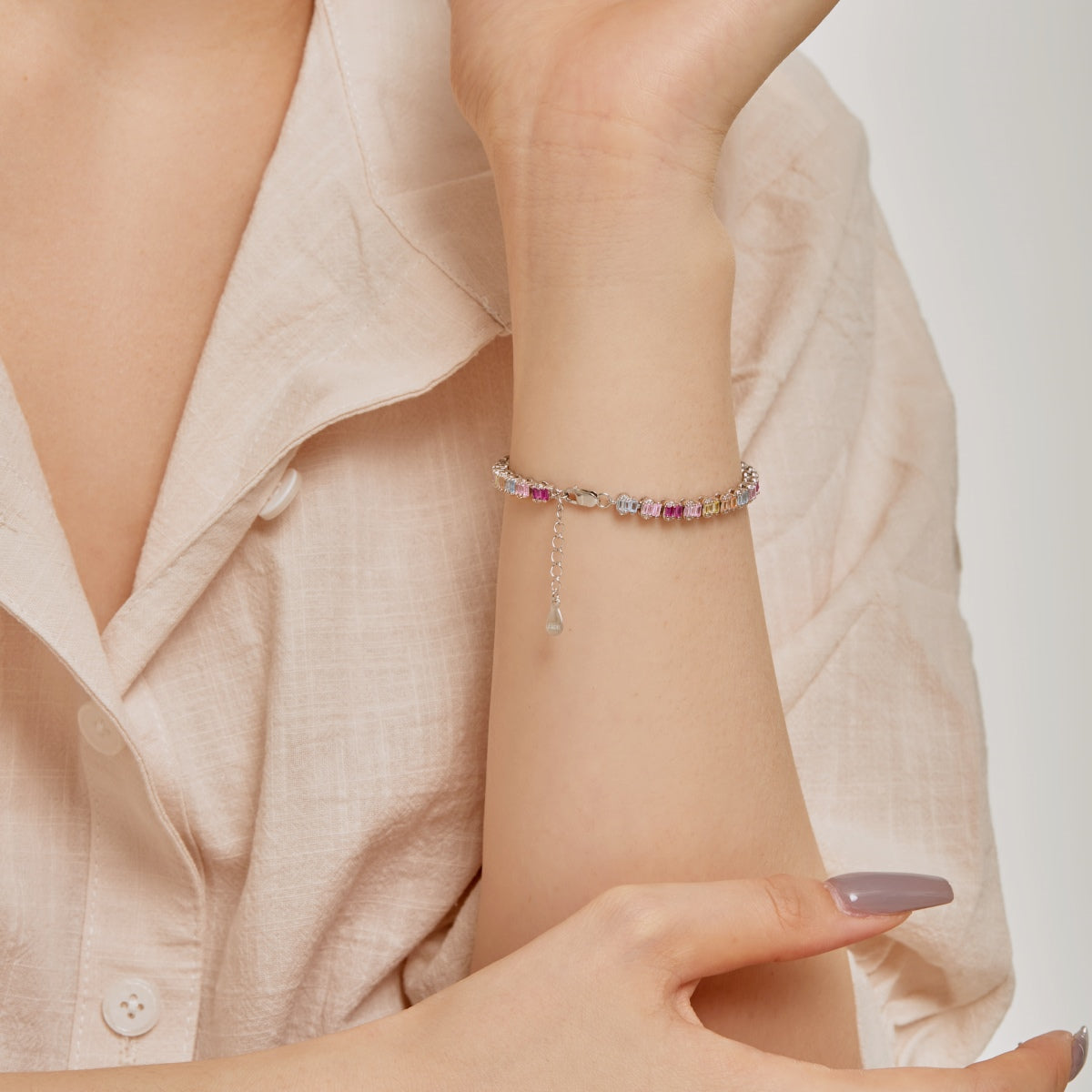 [Rose Tomorrow]Delicate Colorful Emerald Cut Party Bracelet