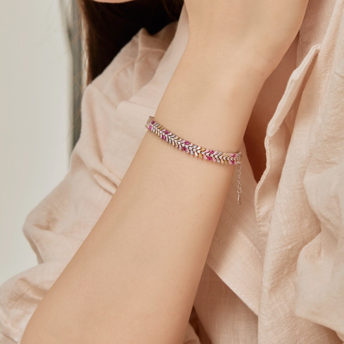 [Rose Tomorrow]Dainty Radiant Emerald Cut Daily Bracelet