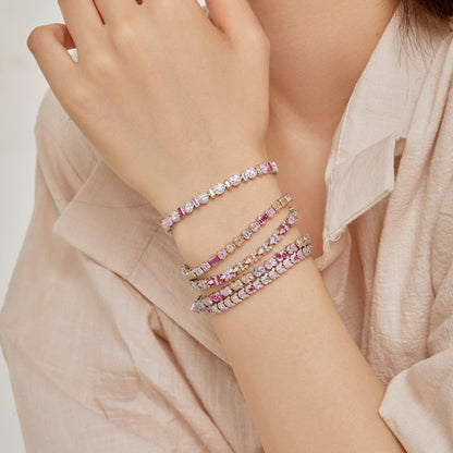 [Rose Tomorrow]Delicate Colorful Emerald Cut Daily Bracelet