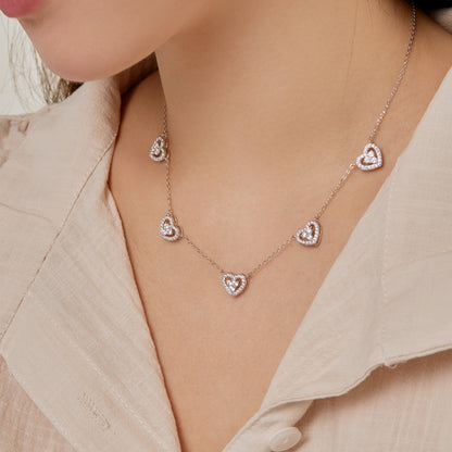 [Rose Tomorrow]Sparkling Five Heart Necklace