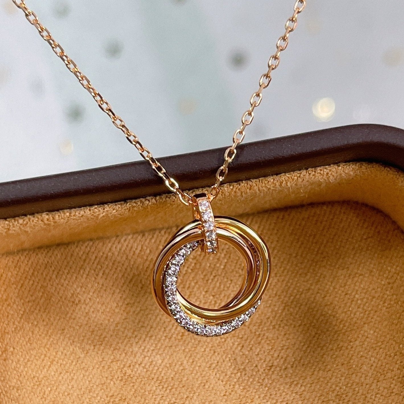 [Rose Tomorrow]TRINITY NECKLACE SILVER GOLD PINK GOLD DIAMONDS