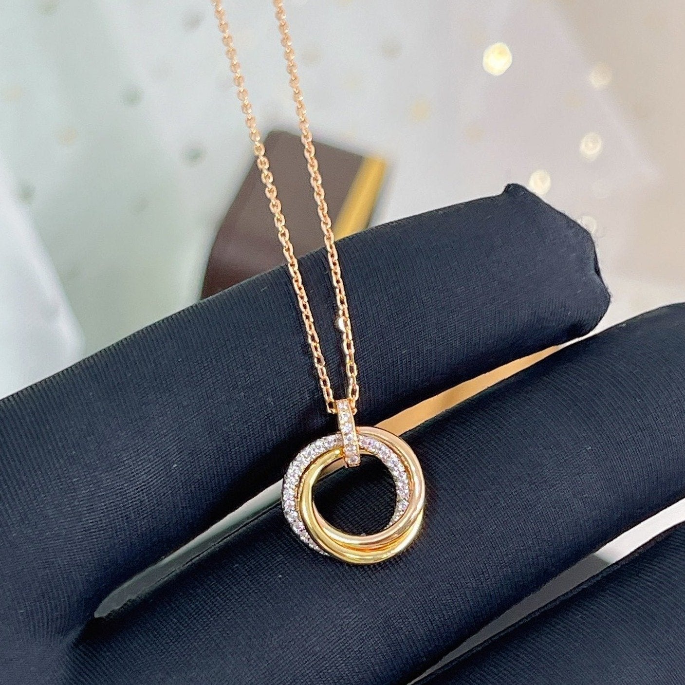 [Rose Tomorrow]TRINITY NECKLACE SILVER GOLD PINK GOLD DIAMONDS