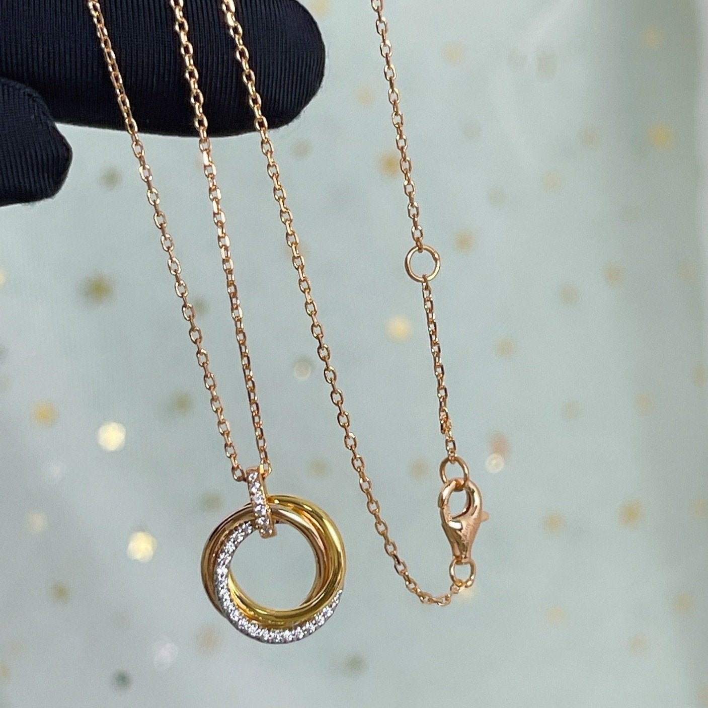 [Rose Tomorrow]TRINITY NECKLACE SILVER GOLD PINK GOLD DIAMONDS