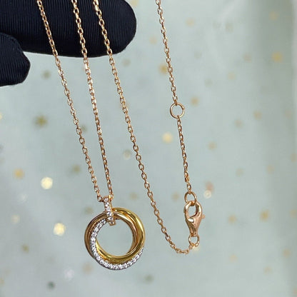 [Rose Tomorrow]TRINITY NECKLACE SILVER GOLD PINK GOLD DIAMONDS