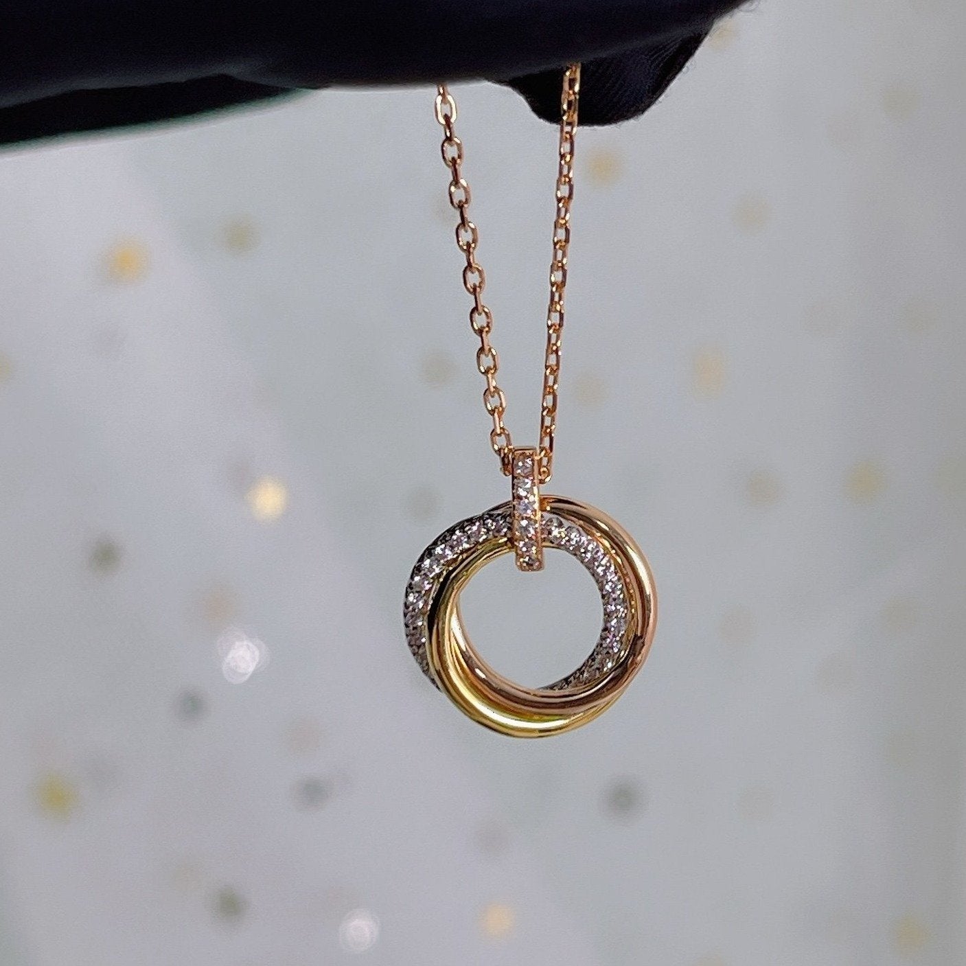 [Rose Tomorrow]TRINITY NECKLACE SILVER GOLD PINK GOLD DIAMONDS