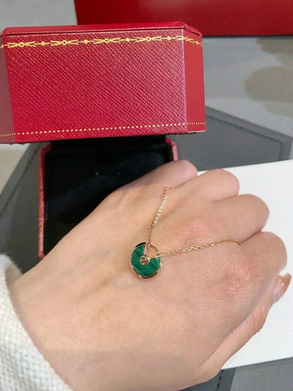 [Rose Tomorrow]AMULETTE ROSE GOLD MALACHITE NECKLACE