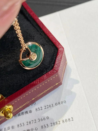 [Rose Tomorrow]AMULETTE ROSE GOLD MALACHITE NECKLACE