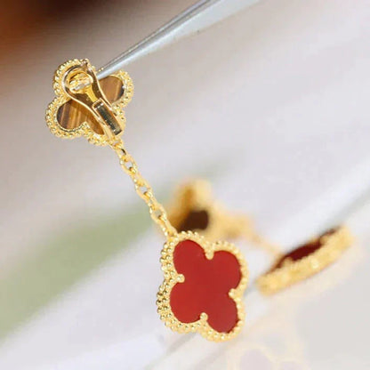 [Rose Tomorrow]CLOVER  2 MOTIF  TIGER EYE CARNELIAN EARRINGS