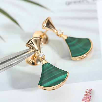 [Rose Tomorrow]DREAM MALACHITE PINK GOLD EARRINGS