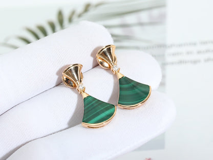 [Rose Tomorrow]DREAM MALACHITE PINK GOLD EARRINGS