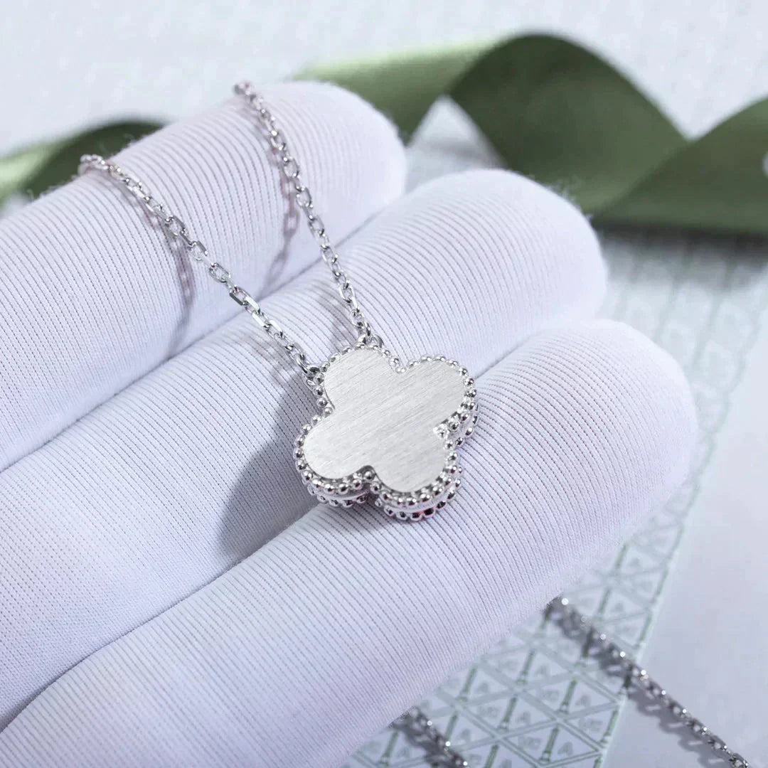 [Rose Tomorrow]CLOVER  15MM DIAMOND LASER NECKLACE SILVER