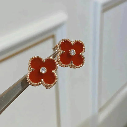 [Rose Tomorrow]CLOVER MEDIUM 1 MOTIFS CARNELIAN  DIAMOND earrings