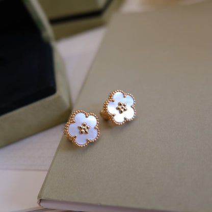 [Rose Tomorrow]LUCKY PINK GOLD WHITE MOP EARRINGS