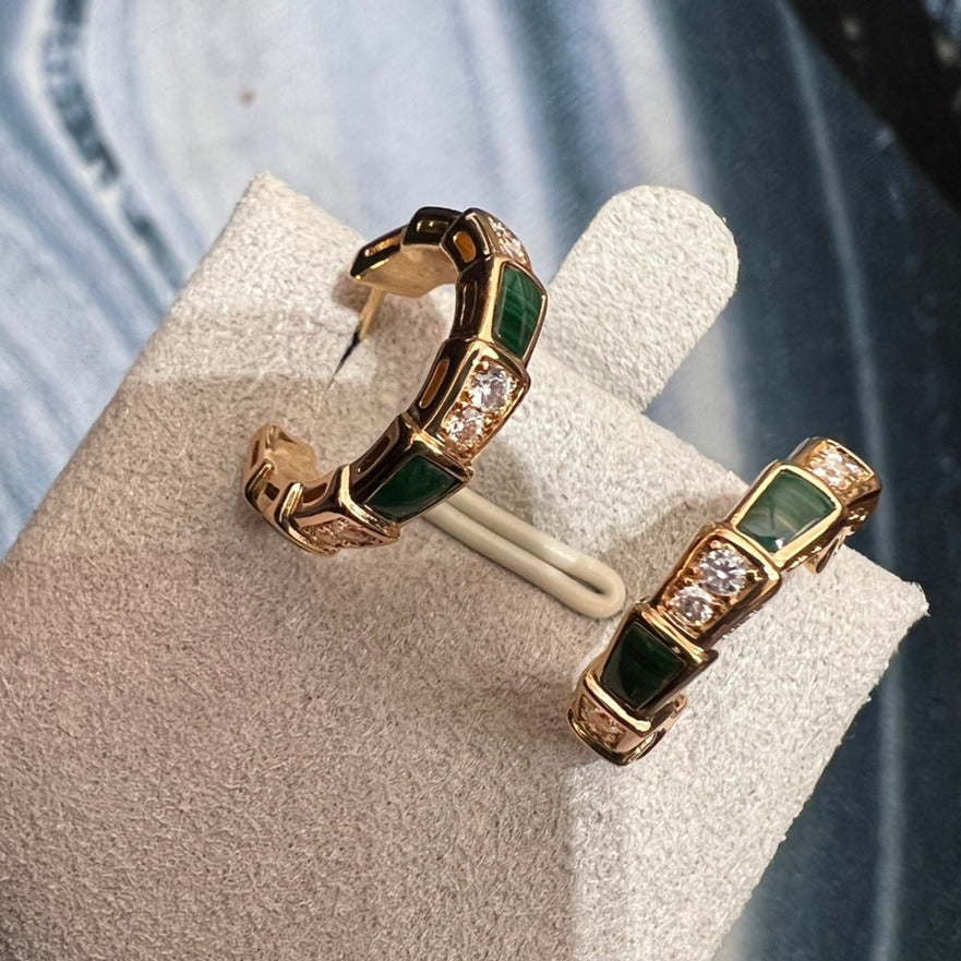 [Rose Tomorrow]SERPENTI MALACHITE PINK GOLD EARRINGS