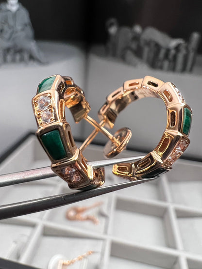 [Rose Tomorrow]SERPENTI MALACHITE PINK GOLD EARRINGS