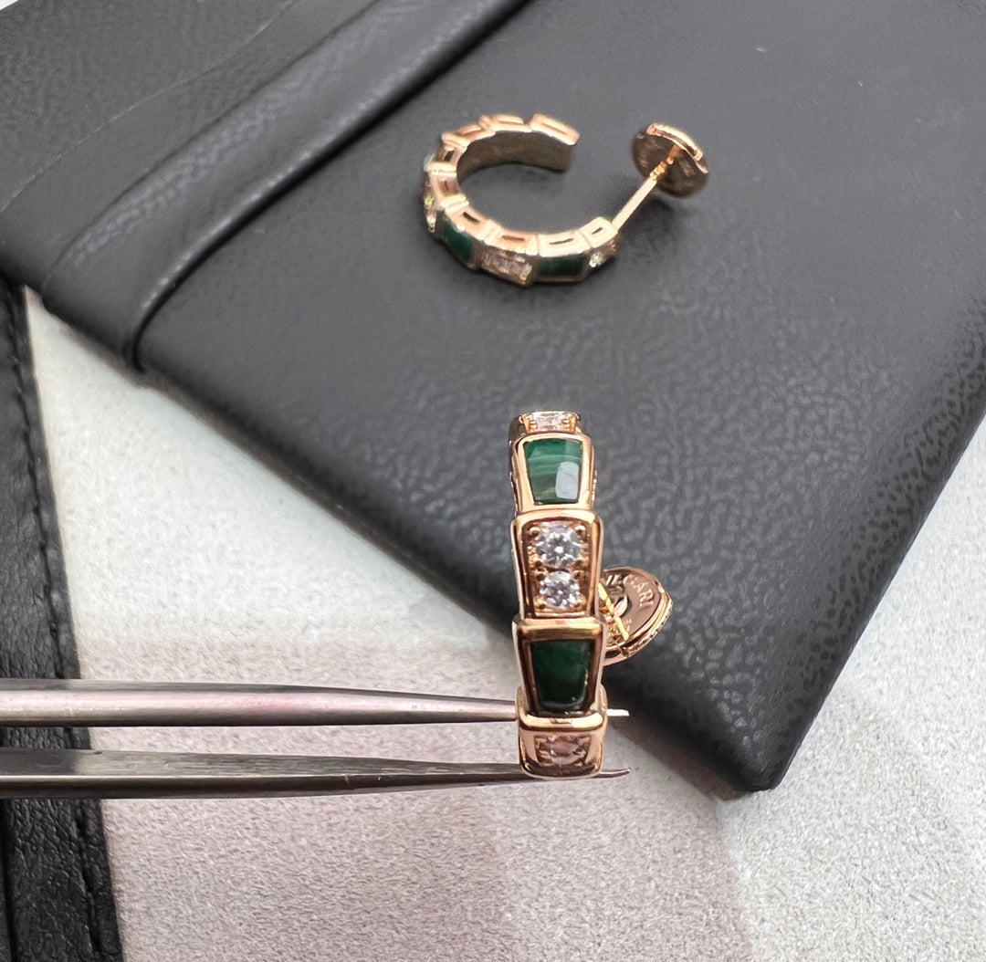 [Rose Tomorrow]SERPENTI MALACHITE PINK GOLD EARRINGS