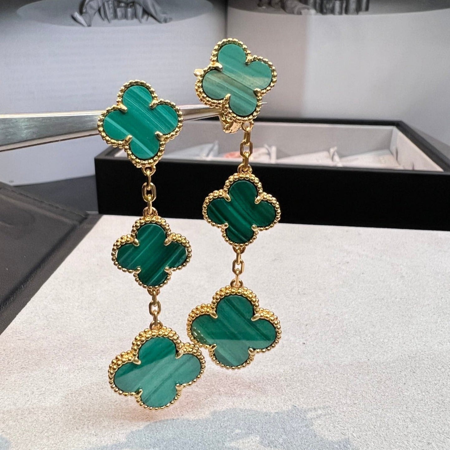 [Rose Tomorrow]CLOVER MALACHITE 3 MOTIFS GOLD