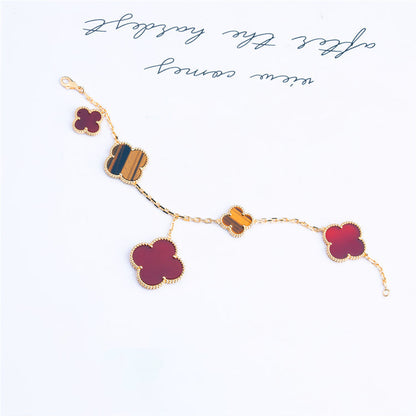 [Rose Tomorrow]CLOVER BRACELET 5 MOTIFS CARNELIAN TIGER EYE