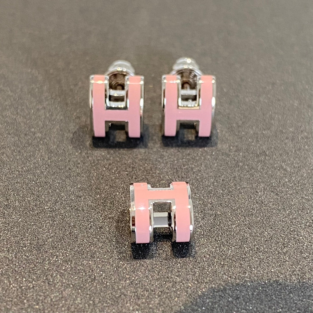 [Rose Tomorrow]MINI POP H SILVER EARRINGS PINK